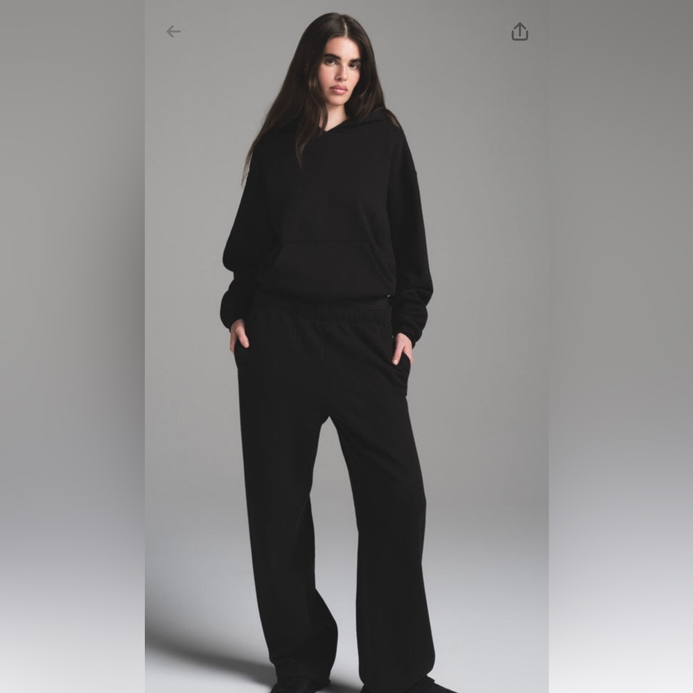 SET of Skims Cotton Fleece Classic Hoodie and Sweats Onyx